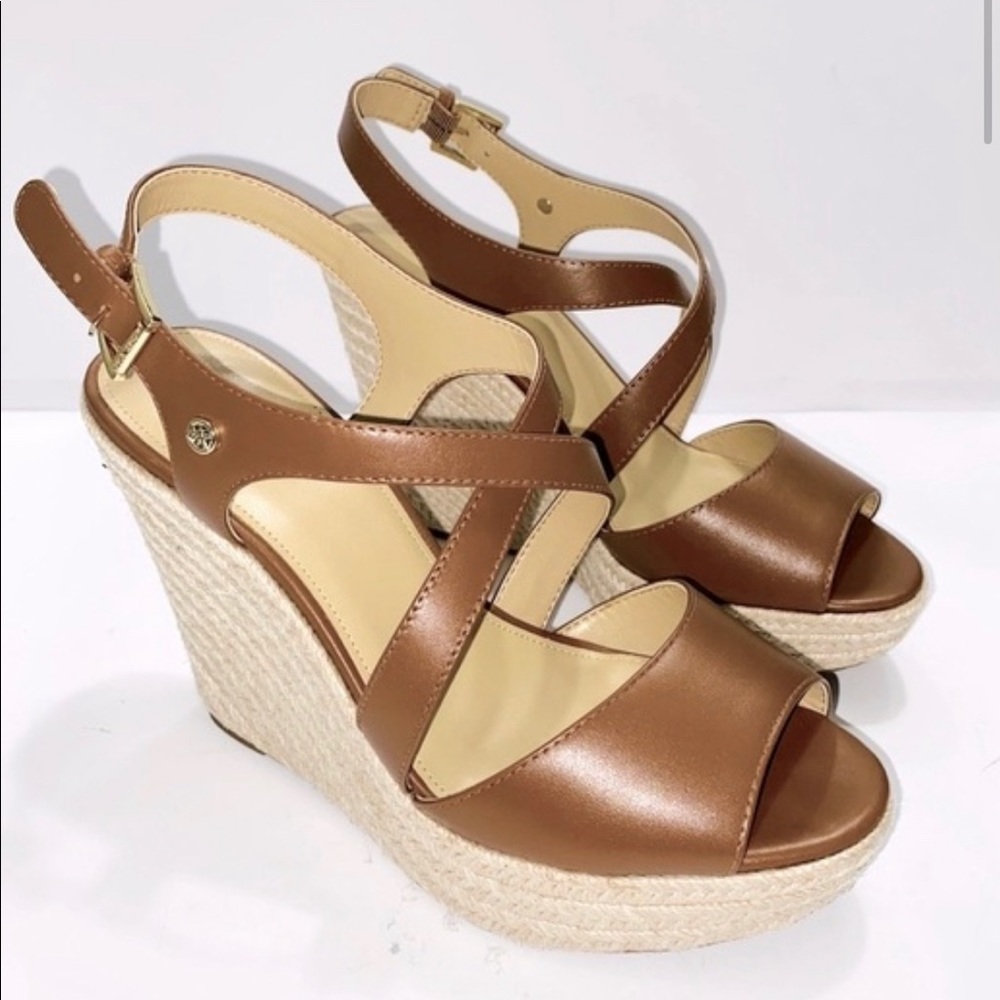 MICHAEL KORS Martyna Brown Leather Wedge size 9.5 - Picture 13 of 13